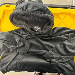 Killstar Black Teddy Crop Hoodie Cozy Sherpa Lining